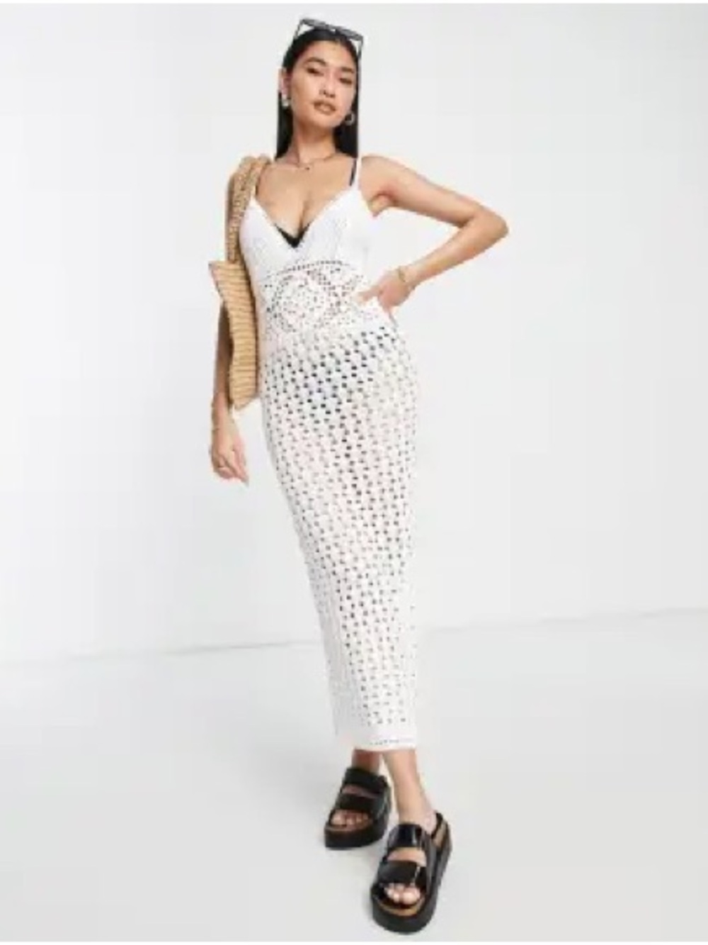 Asos Design White Crochet Maxi Dress, Size SM/2 NWOT